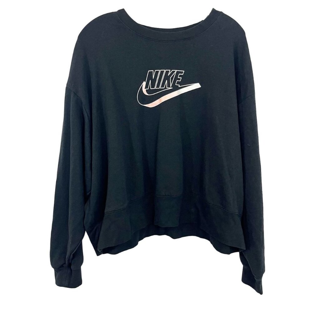 Nike Black Logo Spell Out Sweatshirt Drop Shoulder Athleisure - Women's Size‎ 1X